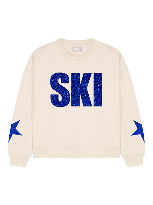 Curve Sweater Ski Dark blue glitter - off white